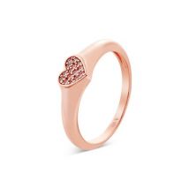 Argento Rose Gold Chunky Crystal Heart Ring - Ring Size 56