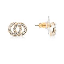 August Woods Gold CZ Double Link Stud Earrings