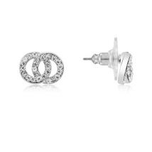 August Woods Silver CZ Double Link Stud Earrings