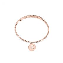 Rebecca Rose Gold Crystal Letter Bracelet - R