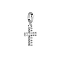 Rebecca Silver Crystal Cross Charm - Silver