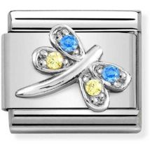 Nomination Blue + Yellow Crystal Dragonfly Charm