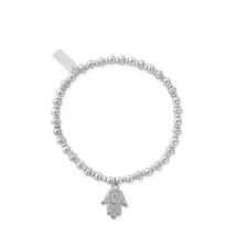 ChloBo Silver Cute Hamsa Hand Bracelet - Silver