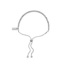 ChloBo Silver Dainty Bead Adjustable Pull Bracelet - Silver