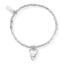 ChloBo Silver Mini Cube Linked Heart Bracelet - Silver