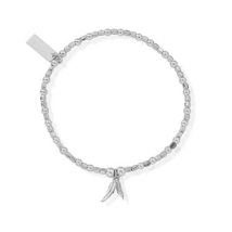 ChloBo Silver Mini Cube Double Feather Bracelet - Silver