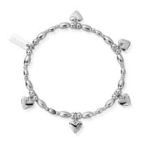 ChloBo Silver Hearts Life Lover Bracelet - Silver