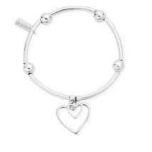 ChloBo Silver Noodle Double Heart Bracelet - Silver