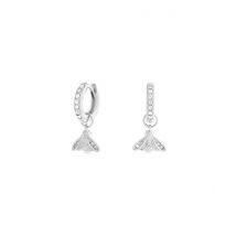 Olivia Burton Glitter Bee Silver Huggie Earrings - Silver