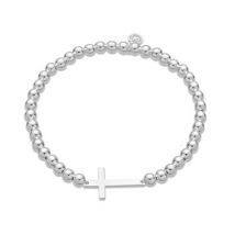 Argento Recycled Silver Beaded Cross Bracelet - One Size