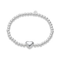 Argento Recycled Silver Beaded Heart Bracelet - One Size