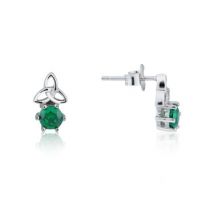 Argento Silver Emerald Celtic Knot Earrings - Silver