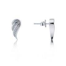 Argento Silver Crystal Wing Earrings - Silver