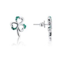 Argento Silver Emerald Clover Earrings - Silver
