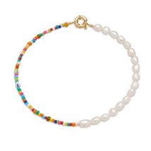 Dirty Ruby Gold Beaded Rainbow Pearl Necklace - Gold