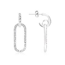 August Woods Silver Rectangle Sparkle Drop Earrings - Silver
