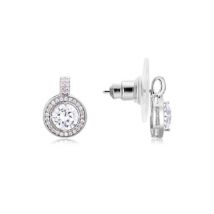 August Woods Silver Crystal Halo Drop Earrings - Silver