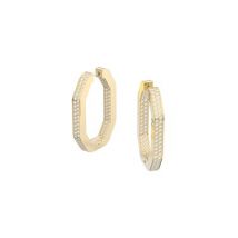 Swarovski Dextera Gold Octagon Hoop Earrings