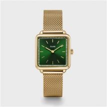 CLUSE La Tétragone Gold Mesh Watch & Malachite Bracelet Set - Gold