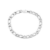 Over & Over 7mm Silver Steel Chain Bracelet - Silver