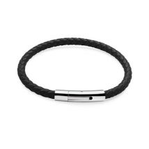 Over & Over Silver + Black Leather Bracelet - Silver