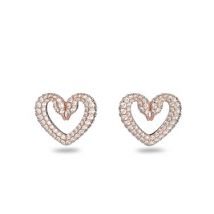 Swarovski Una Rose Gold Swan Heart Earrings