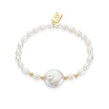 August Woods Gold Freshwater Pearl Stretch Bracelet - Gold