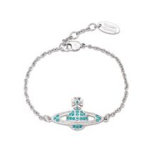 Vivienne Westwood Blue Crystal Mini Bas Relief Bracelet - Silver
