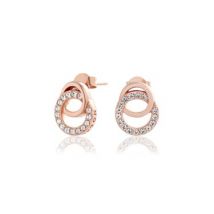 Olivia Burton Rose Gold Bejewelled Interlink Drop Earrings - Rose Gold