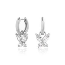 Olivia Burton Silver Marquise Butterfly Huggie Earrings