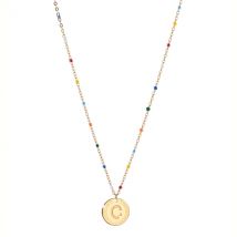 Rebecca Gold Rainbow Letter Necklace - Letter C