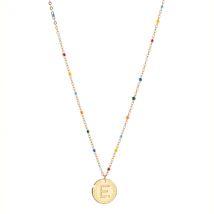 Rebecca Gold Rainbow Letter Necklace - Letter E