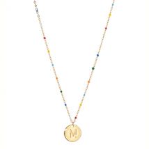 Rebecca Gold Rainbow Letter Necklace - Letter M