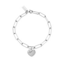 ChloBo Silver Passion Heart Link Chain Bracelet - Silver