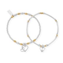 ChloBo Mixed Metal Hearts Devotion Bracelet Set - Gold