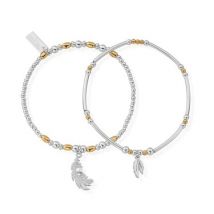 ChloBo Mixed Metal Feathers Courage Bracelet Set - Gold