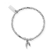 ChloBo Childrens Silver Cube Double Feather Bracelet - Silver