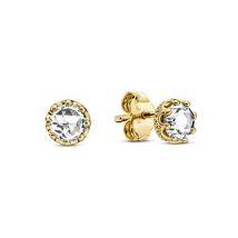 Pandora Gold Sparkling Crown Earrings
