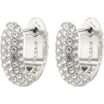 Pilgrim Silver Lona Crystal Huggie Hoop Earrings - Silver