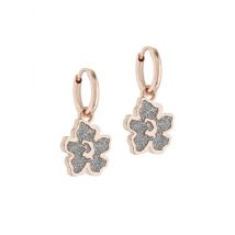 Ted Baker Rose Gold Glitter Magnolia Flower Huggie Hoop Earrings - Rose Gold