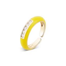 Dirty Ruby Gold + Yellow Crystal Adjustable Ring - Gold