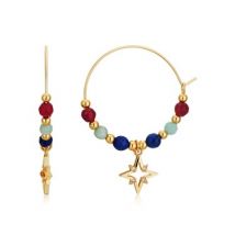 August Woods Gold Star Beaded Hoop Earrings - Gold