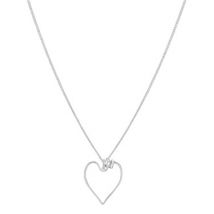 August Woods Silver Long Open Heart Necklace - 80cm