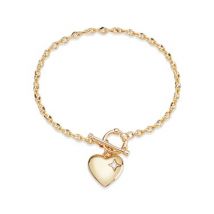 August Woods Gold Crystal Heart T-bar Bracelet - Gold