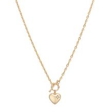 August Woods Gold Crystal Heart T-bar Necklace - Gold