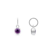 Argento February Birthstone Crystal Pendant Charm - Silver