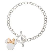 Disney Rose Gold & Silver Minnie Mouse T-Bar Bracelet - Rose Gold Mix