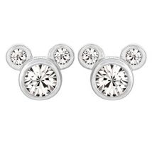 Disney Silver Crystal Mickey Mouse Earrings - Silver