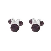 Disney Minnie Mouse February Birthstone Earrings - Silver