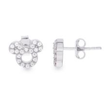 Disney Silver Crystal Open Mickey Mouse Earrings - Silver